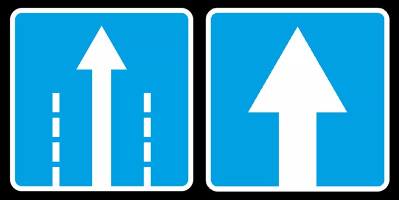 Дорожный знак белая стрелка перечеркнутая на синем фоне в квадрате