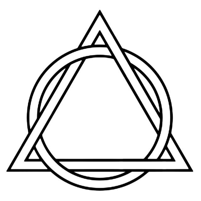 Черный круг на белом фоне в треугольнике