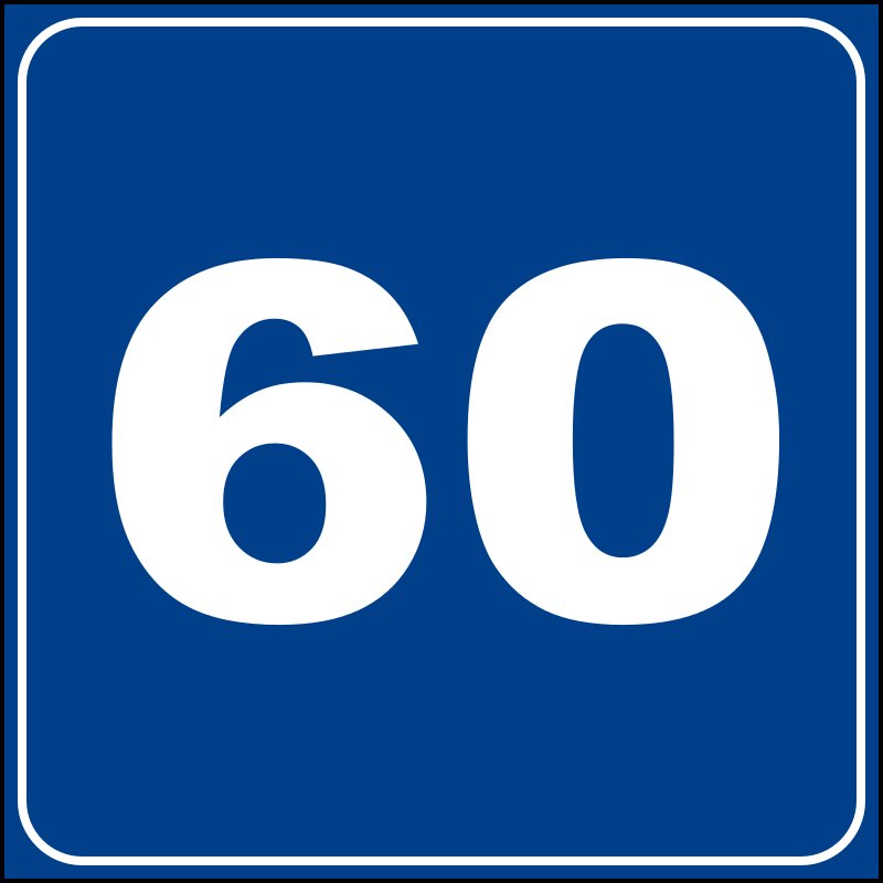 Дорожный знак 50 на синем фоне