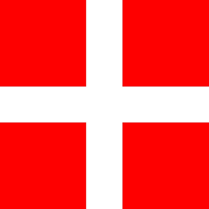 Флаг с белым крестом посередине на красном фоне
