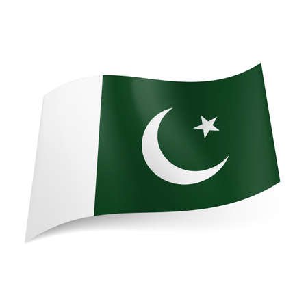 Флаг с месяцем и звездой на зеленом и белом фоне
