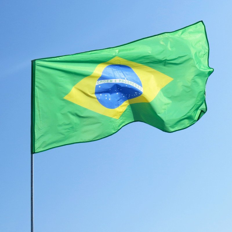 Флаг с зеленым фоном желтым ромбом и синим кругом