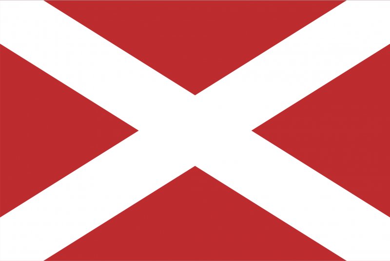 Флаг синий косой крест на красном фоне