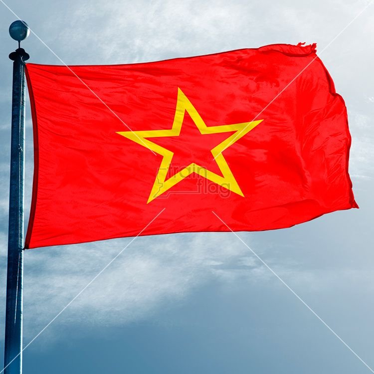 Флаг со звездой в центре на красном фоне
