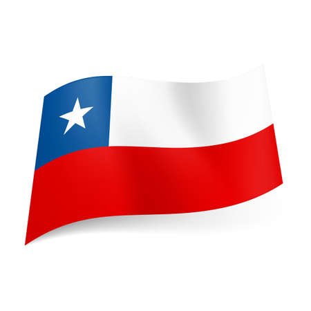 Красный флаг с белой звездой на синем фоне в углу