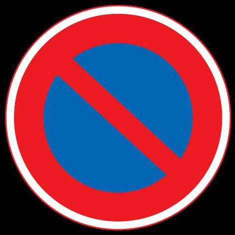 Круглый дорожный знак на синем фоне красная полоса