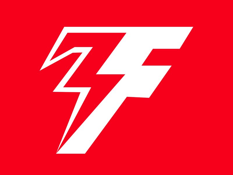 Логотип с буквой f на красном фоне