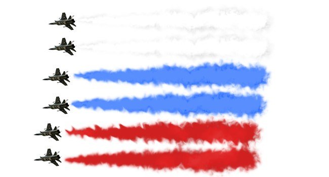Танки на фоне российского флага