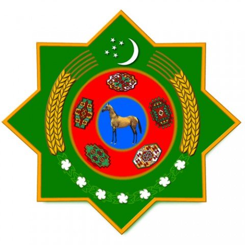 Туркменский герб на черном фоне