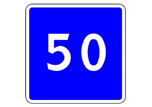 Знак 40 в круге на синем фоне