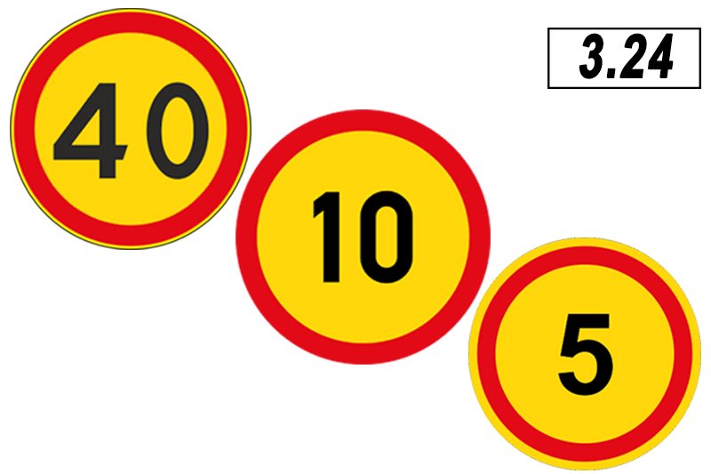 Знак 70 в красном круге на желтом фоне