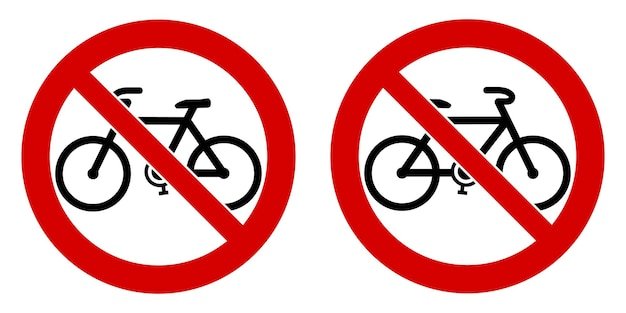 Знак велосипед на белом фоне в красном круге