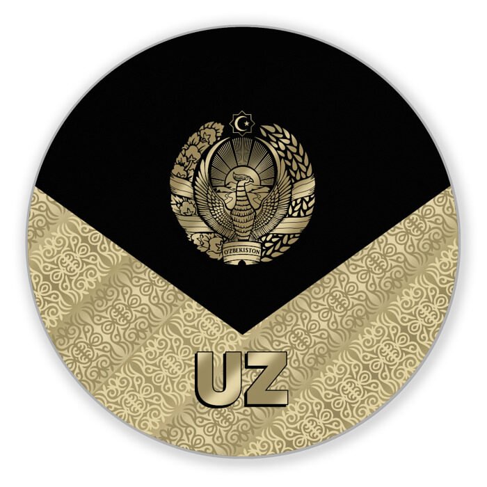 Золотой герб узбекистана на черном фоне