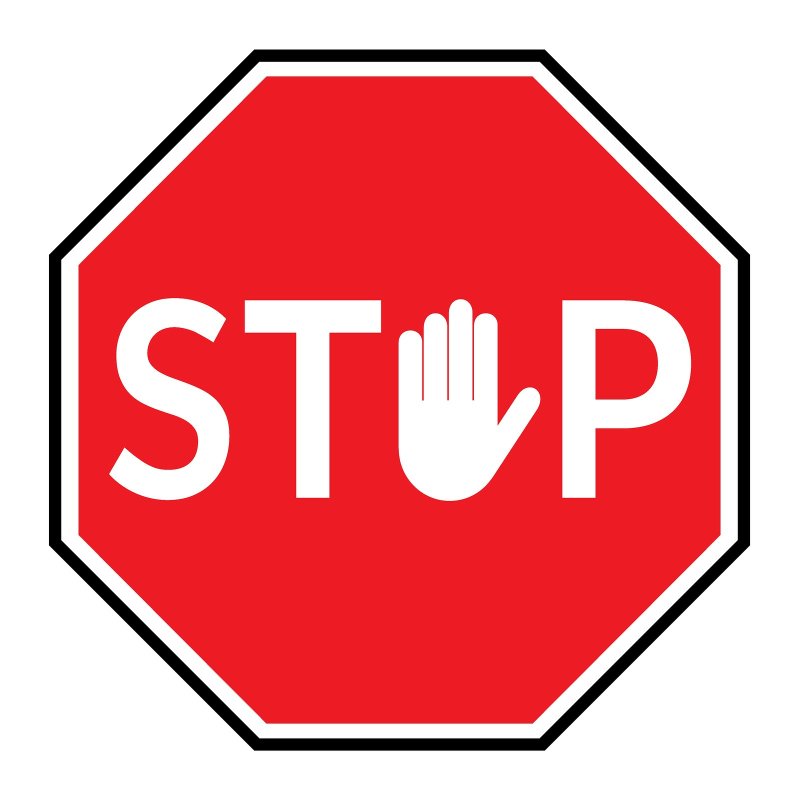 Знак stop на белом фоне