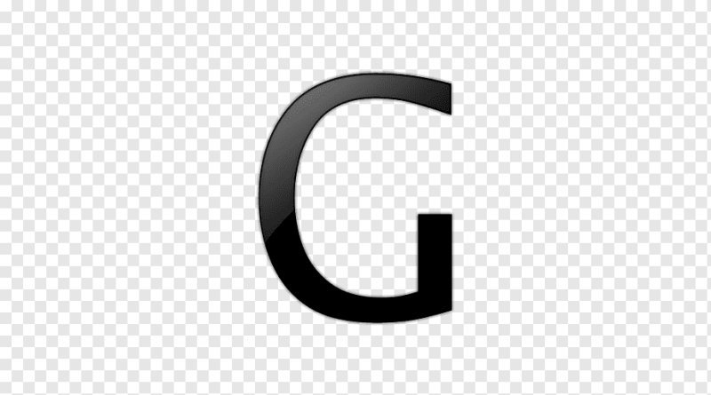 Черная буква g на белом фоне