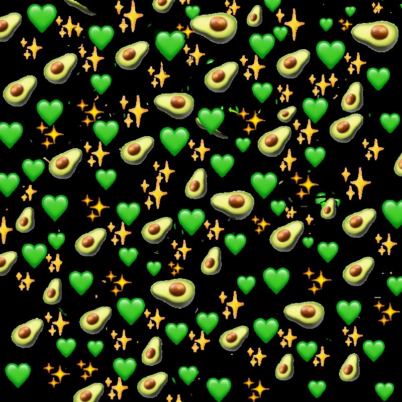 Айфоновские смайлики сердце на зеленом фоне