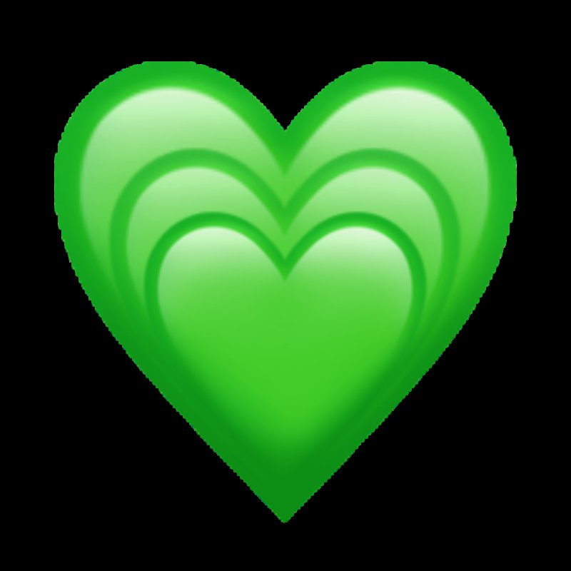 Айфоновский смайлик сердечко на зеленом фоне