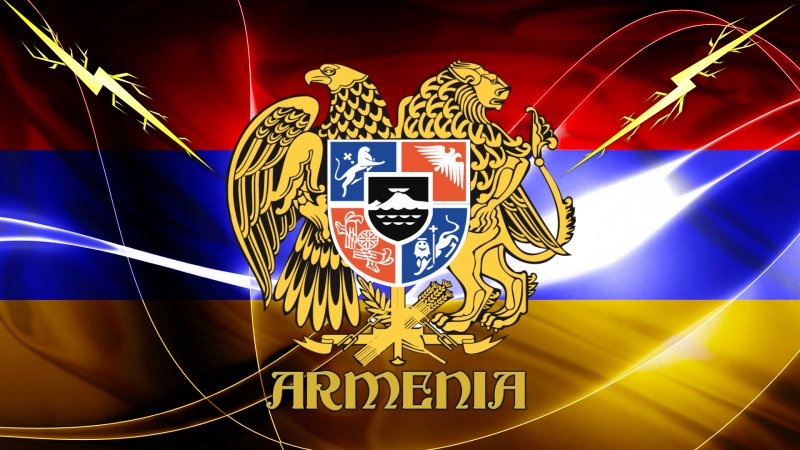 Армянский флаг на черном фоне