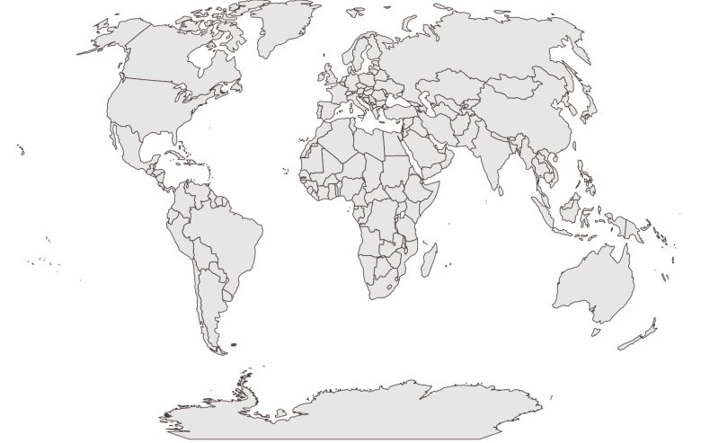 Белая карта мира на сером фоне