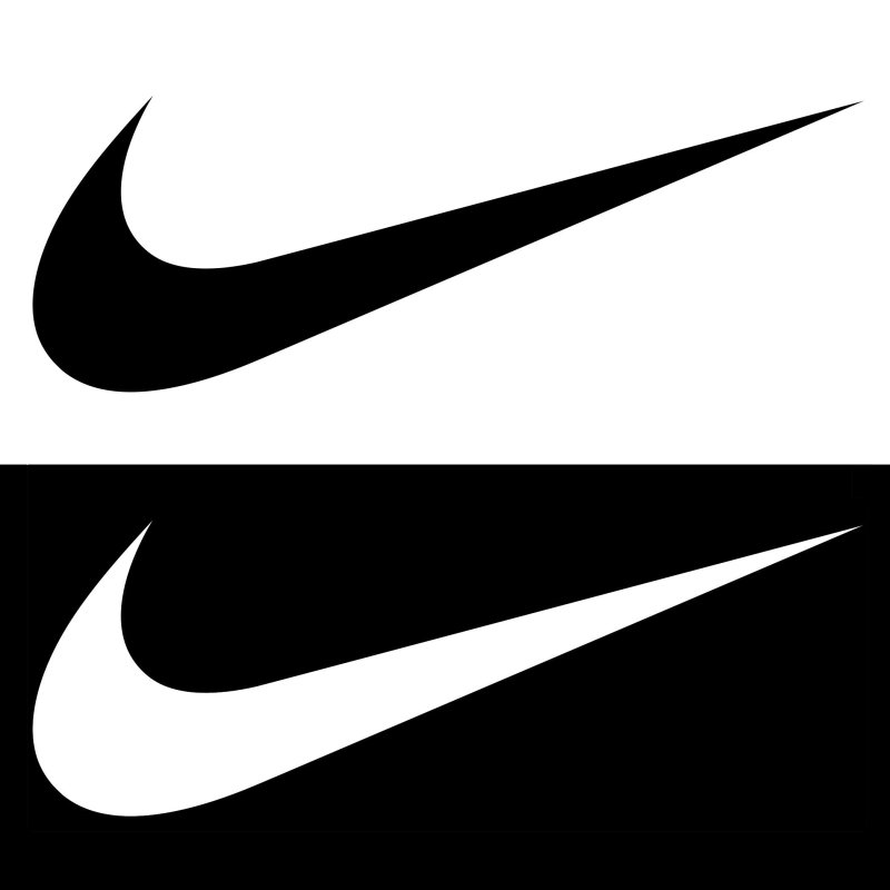 Белый логотип найк на черном фоне