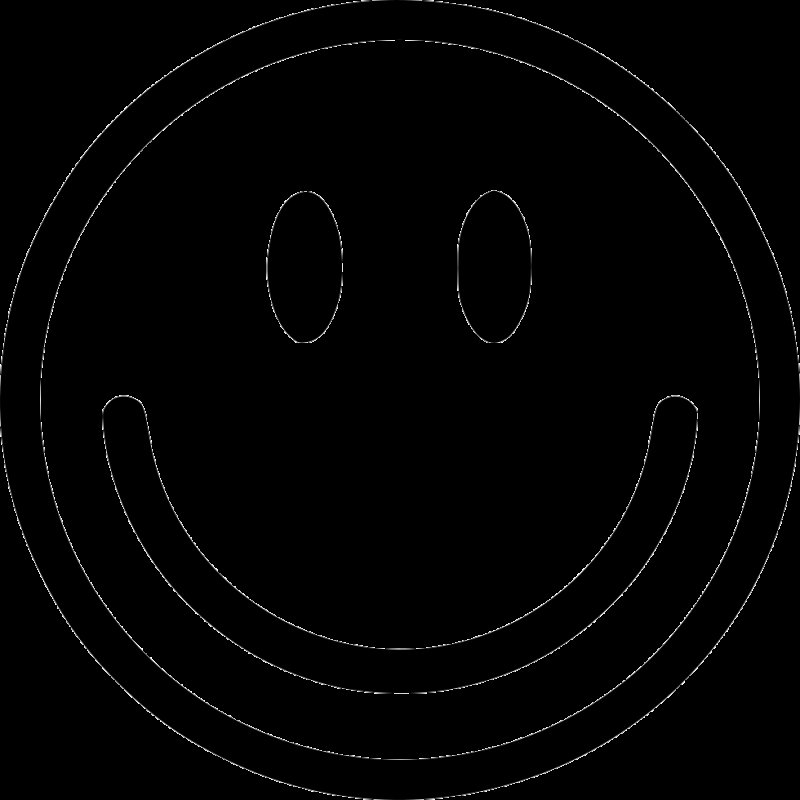 Белый улыбающийся смайлик на черном фоне
