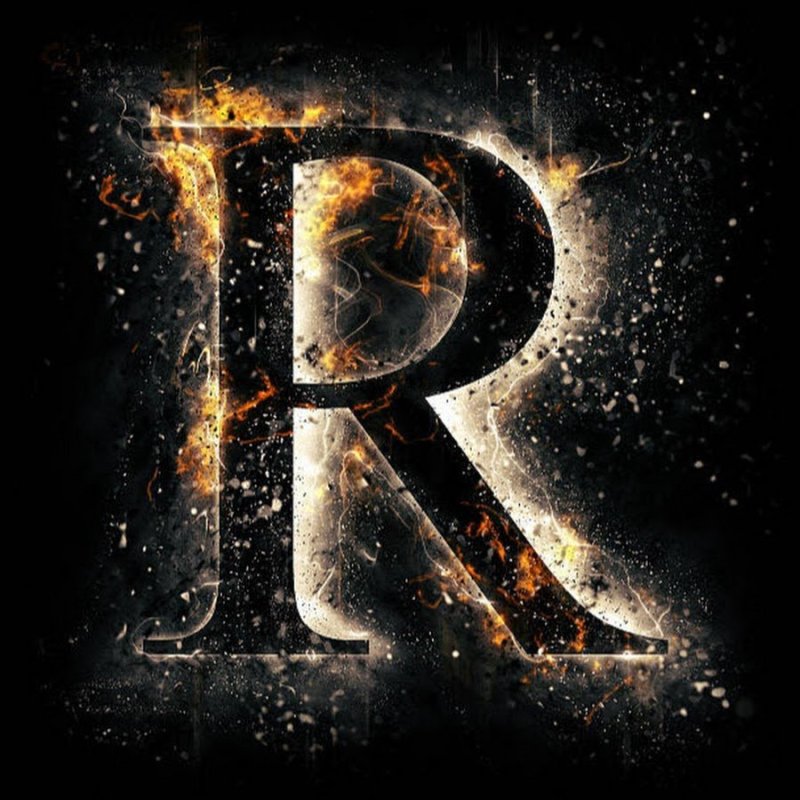 Буква r на черном фоне