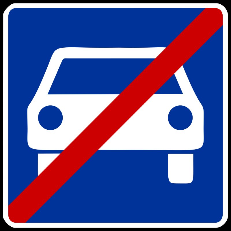 Дорожный знак белый автомобиль на синем фоне