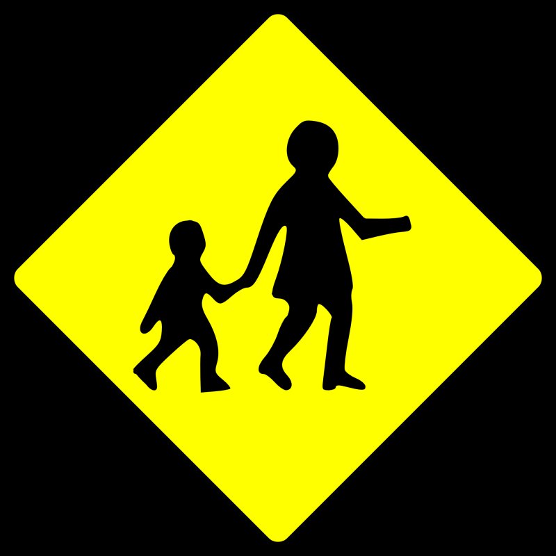 Дорожный знак дети на желтом фоне