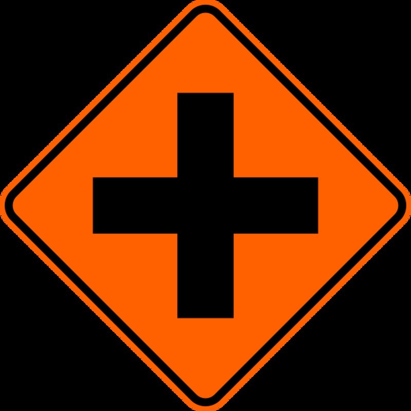 Дорожный знак крест на красном фоне