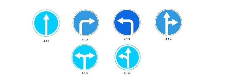 Дорожный знак поворот направо на синем фоне