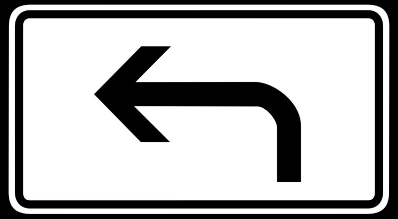 Дорожный знак стрелка налево на белом фоне