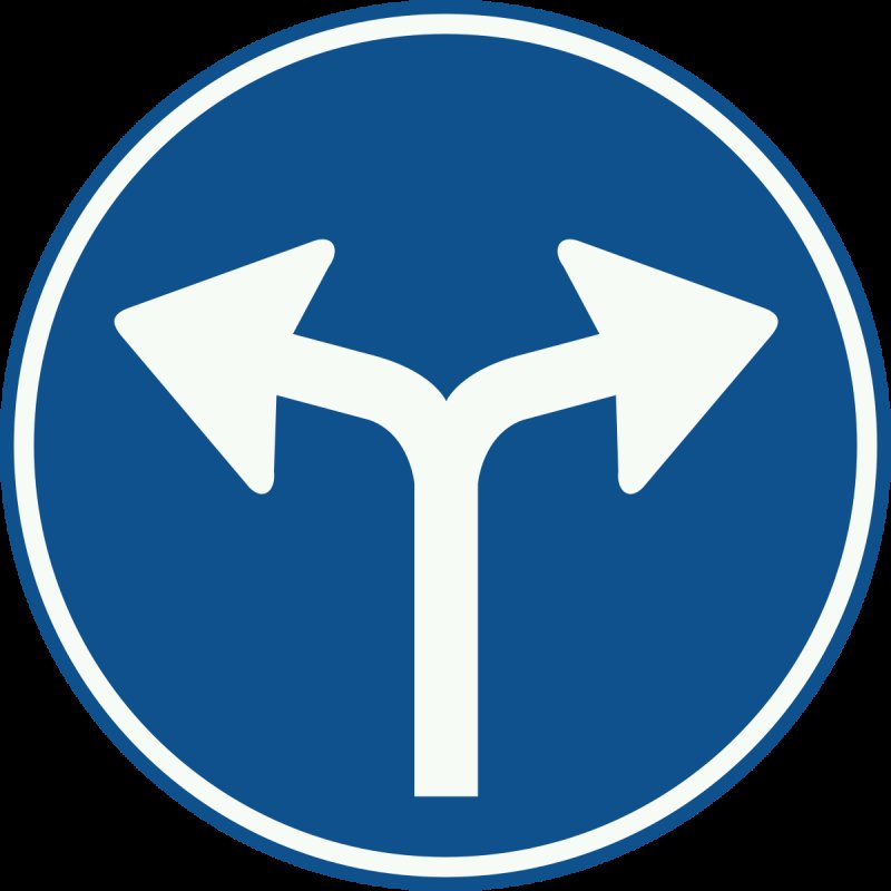 Дорожный знак стрелка направо на синем фоне
