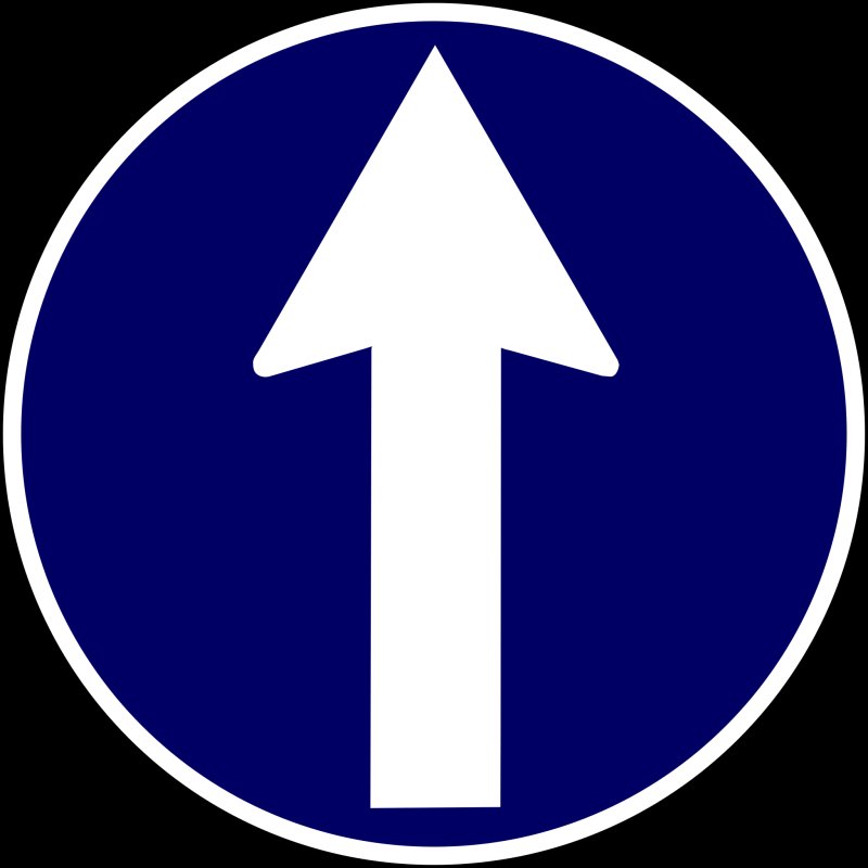 Дорожный знак стрелка в две стороны на синем фоне