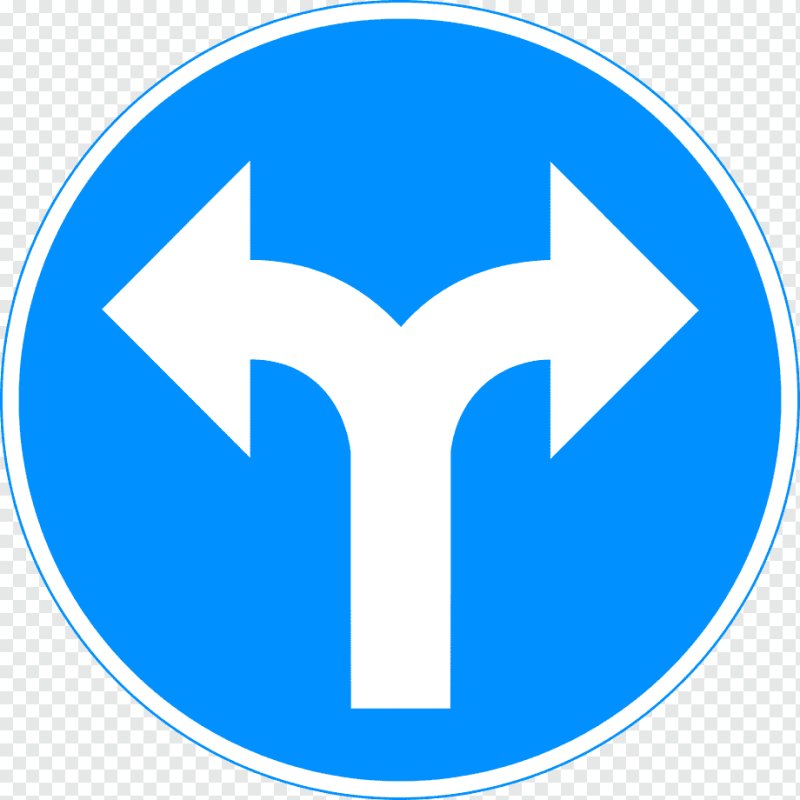 Дорожный знак стрелка в круге на синем фоне