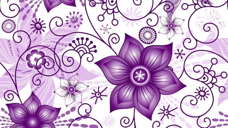 Фиолетовый фон с узорами и цветами