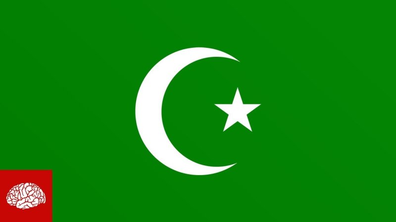 Флаг белый полумесяц на зеленом фоне