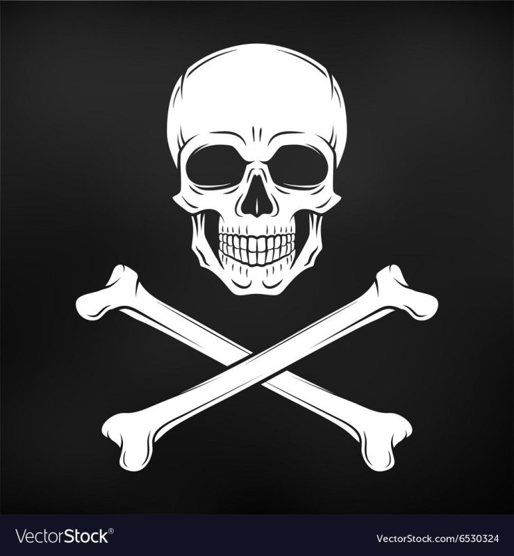 Флаг череп и кости на черном фоне