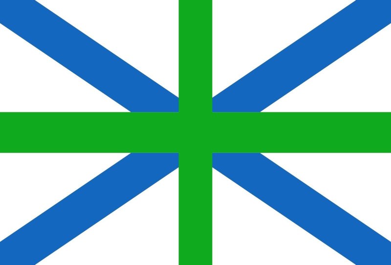 Флаг косой крест на зеленом фоне