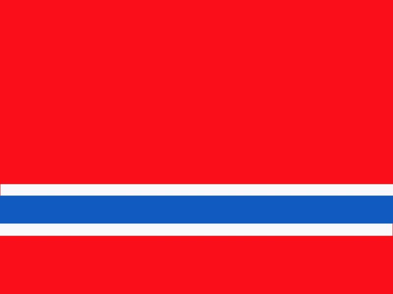 Флаг на красном фоне с сине белыми полосками