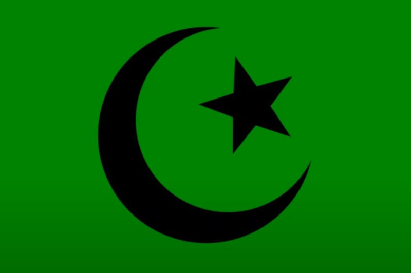 Флаг полумесяц на зеленом фоне