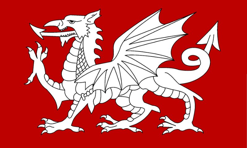 Флаг с драконом на красном фоне