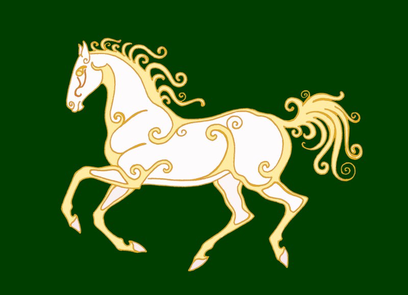 Флаг с конем на зеленом фоне