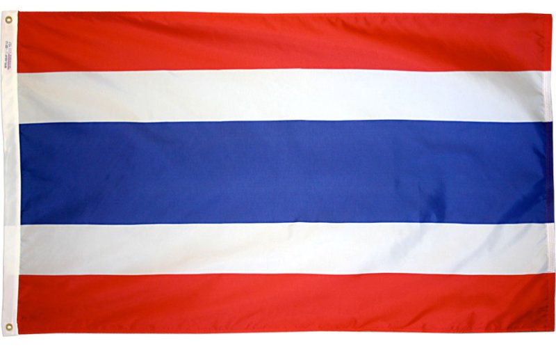 Флаг с красным кругом на белом фоне и с синими полосами