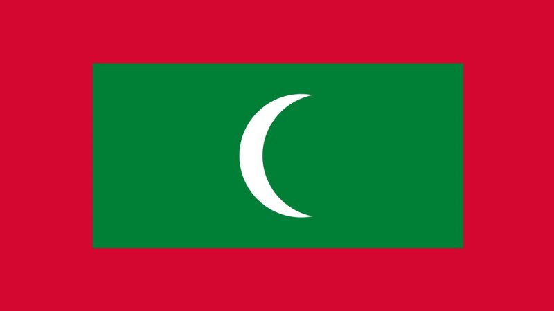 Флаг с полумесяцем и звездой на зеленом и красном фоне