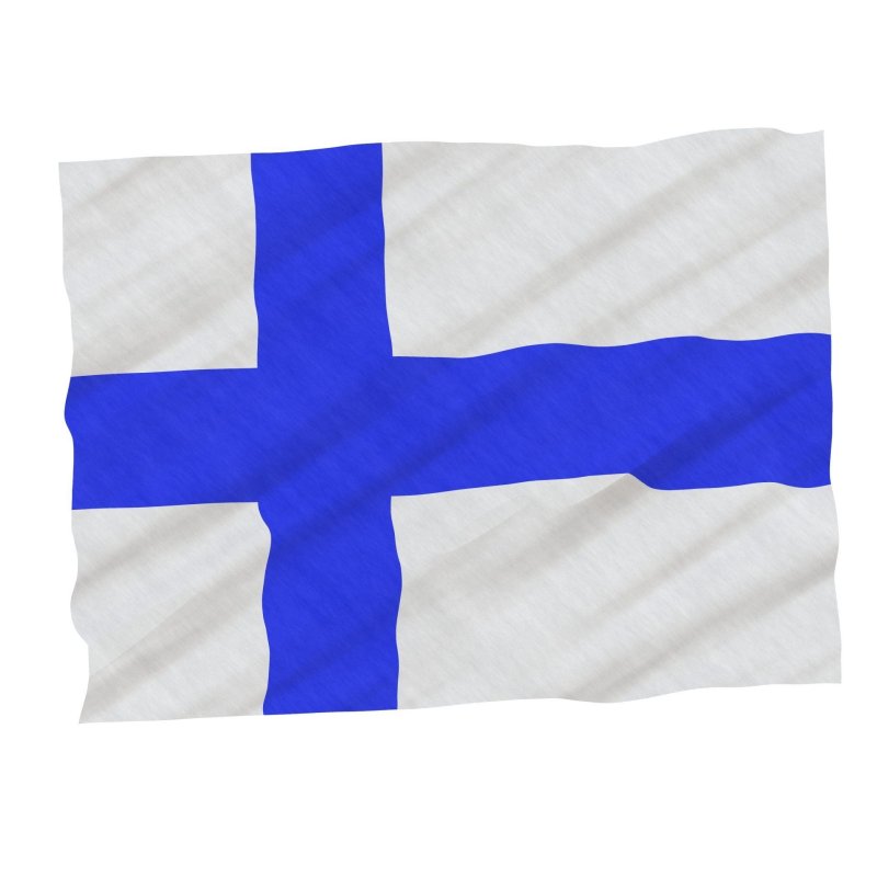 Флаг с синим крестом и полосками на белом фоне