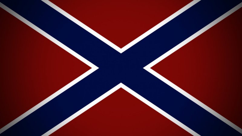 Флаг с синим крестом на красном фоне со звездами