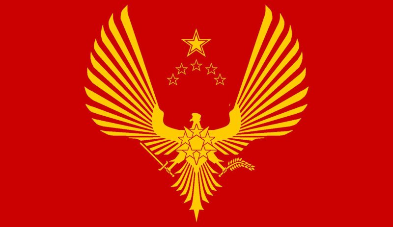Флаг с тремя коронами на красном фоне