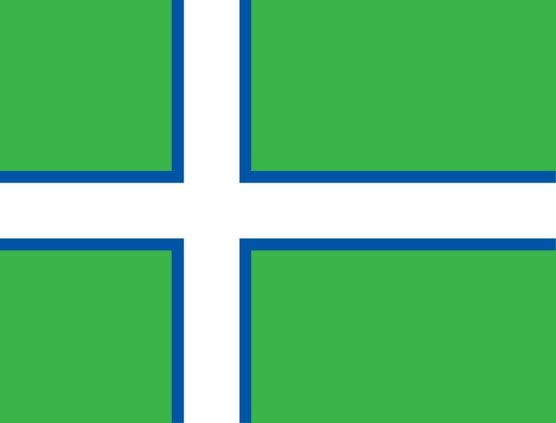Флаг синий крест на зеленом фоне