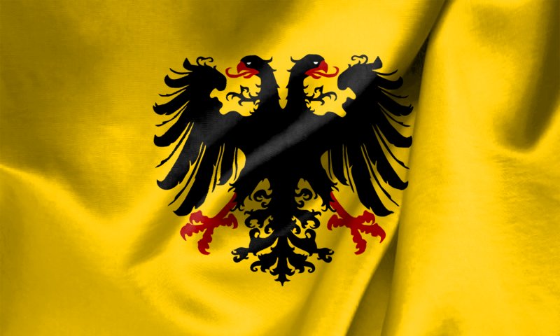 Флаг желтый орел на красном фоне
