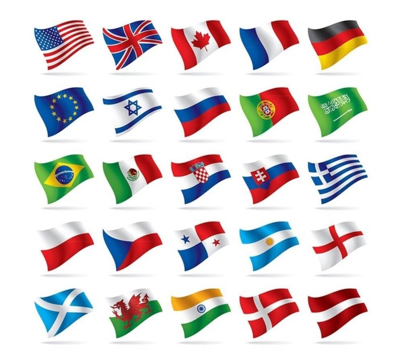 Флаги стран на черном фоне